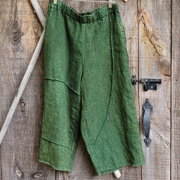 100% Linen harem pants, One Size, green - Picture 8 of 13